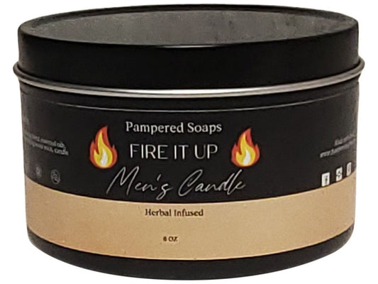 Fire It Up Men's Candle Pampered Soaps